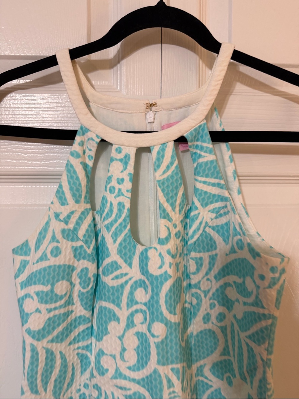 Lilly Pulitzer Aqua Blue and White Floral Halter Mini Dress - Picture 2 of 6